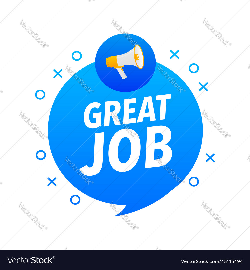 Great job announcement megaphone label Royalty Free Vector