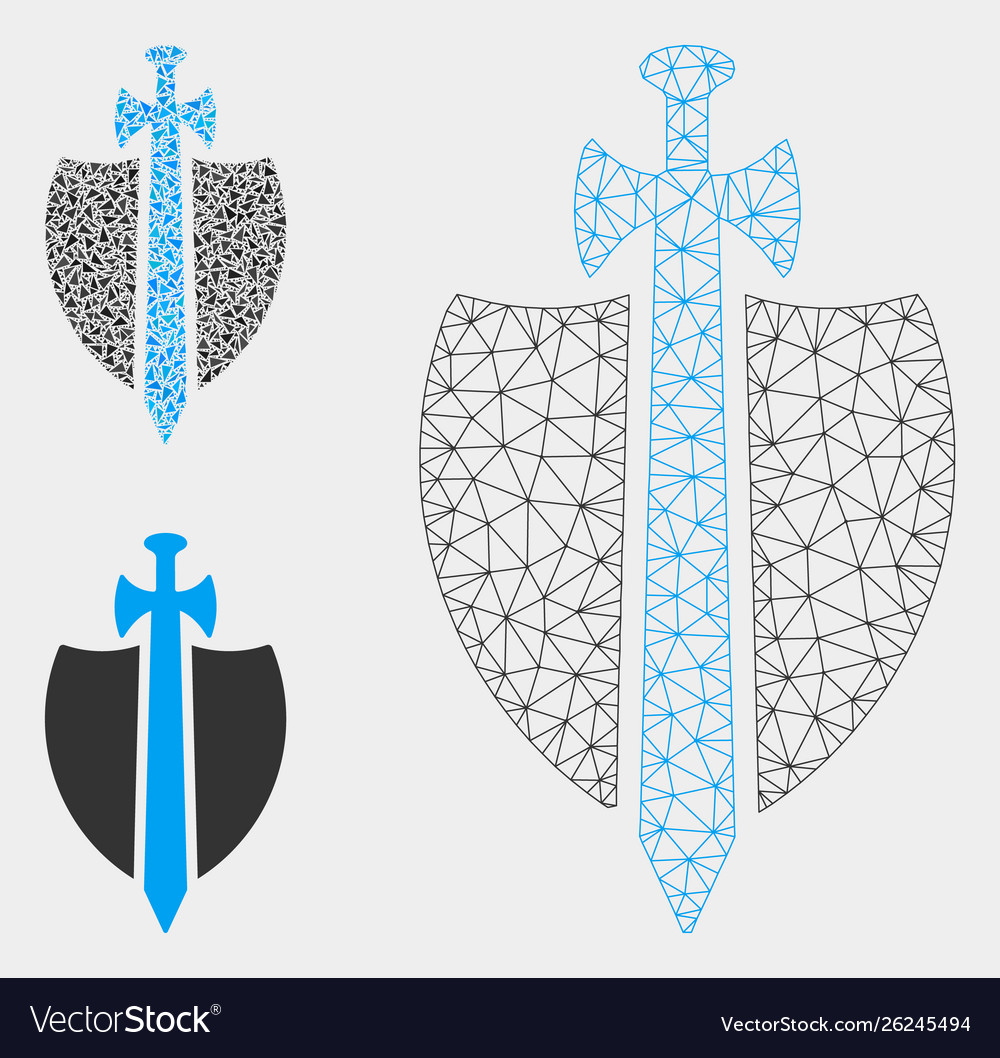 Guard mesh wire frame model and triangle vector image Guard mesh wire frame model and triangle