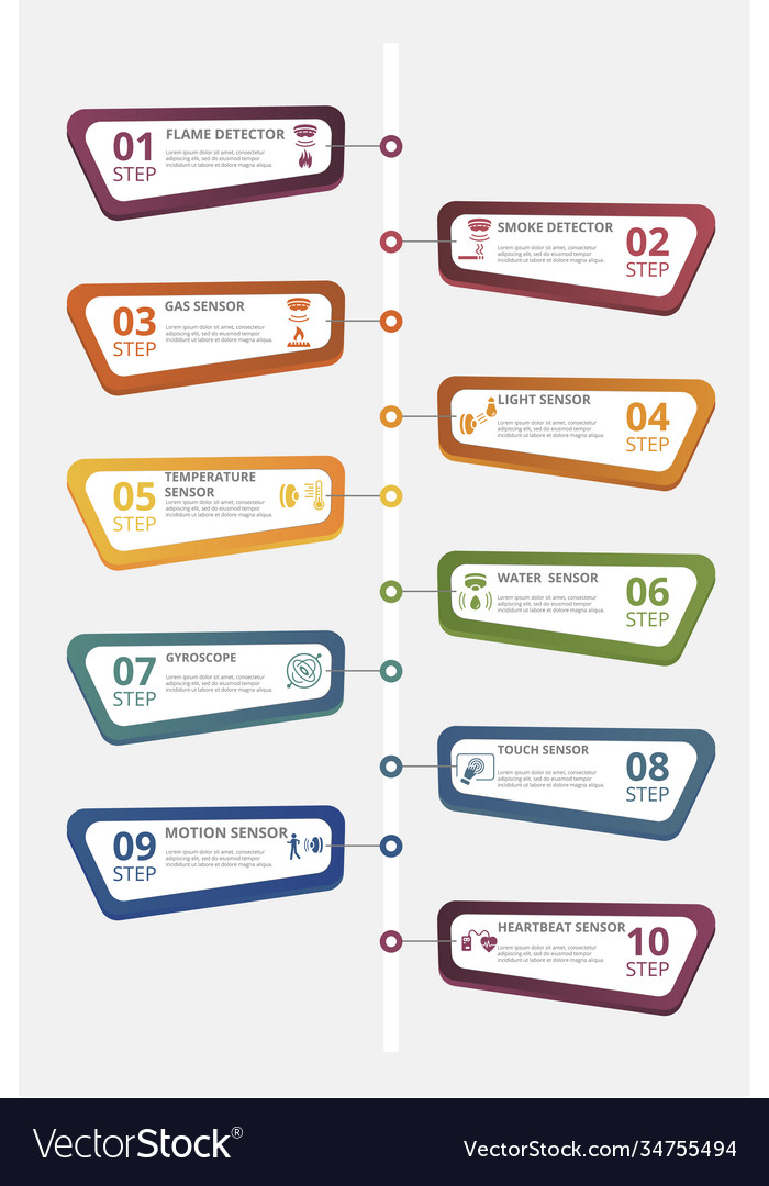 Infographic sensor template icons in different vector image Infographic sensor template icons in different