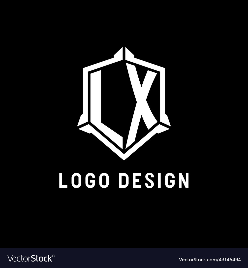 Lx logo initial with shield shape design style