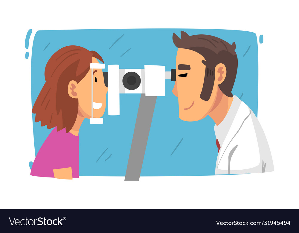 Male ophthalmologist doctor examining patient