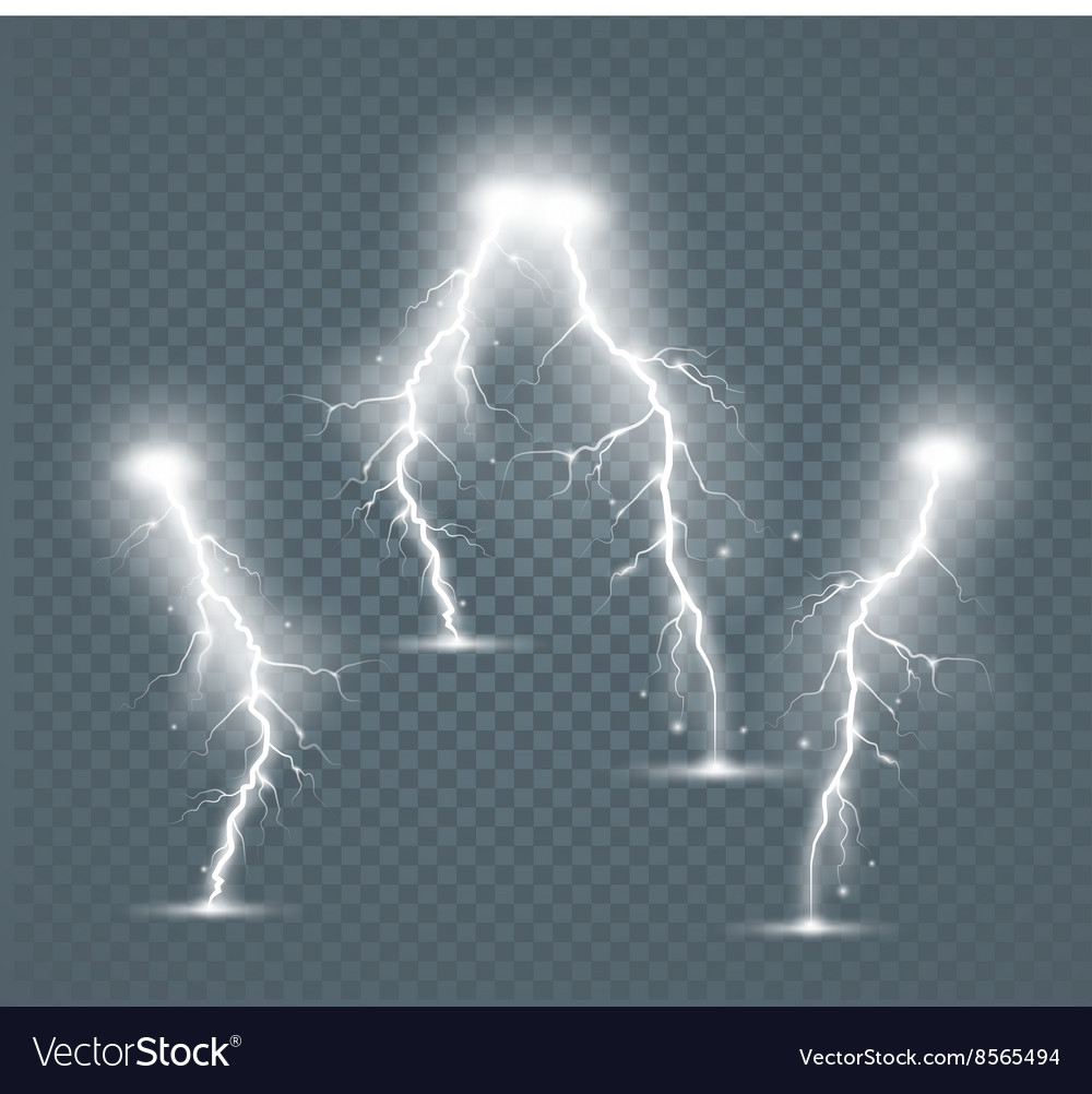 Set isolated realistic lightnings