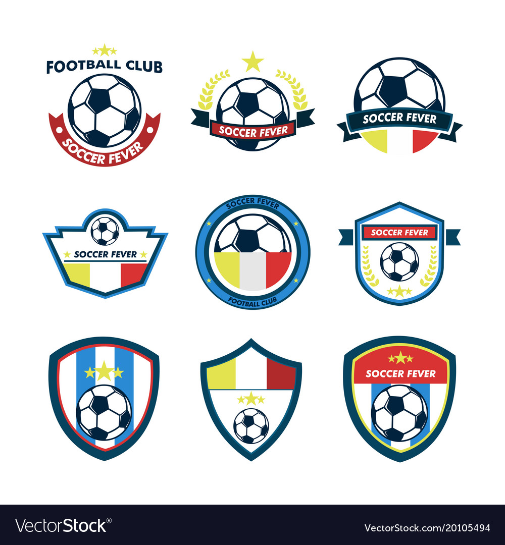 Soccer fever football club emblem set Royalty Free Vector