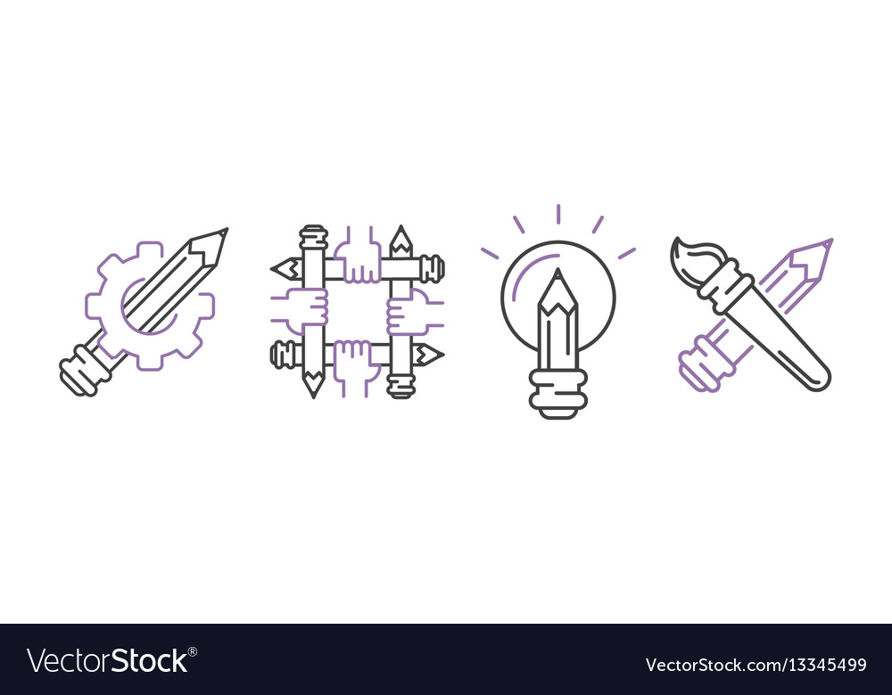 Art icons set design linear