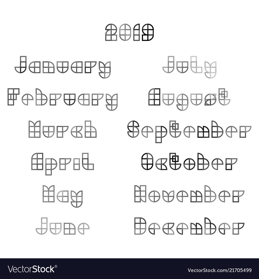 calendar 2019 months flat geometric style vector image calendar months 2019