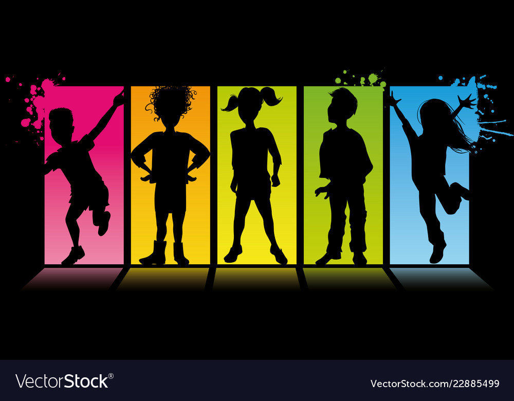 Bunte Kinder Silhouetten