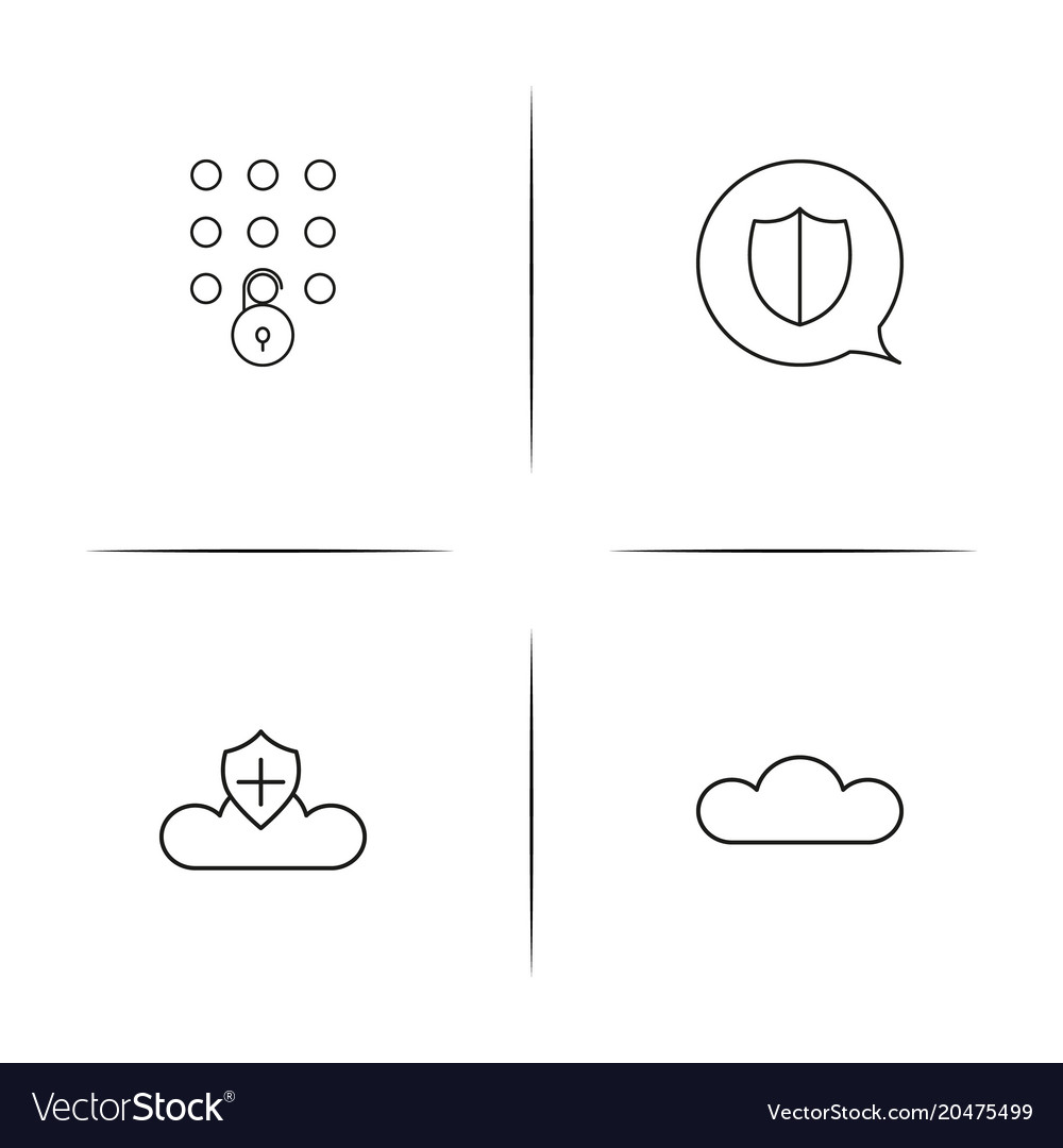 Cyber security simple linear icons set outlined