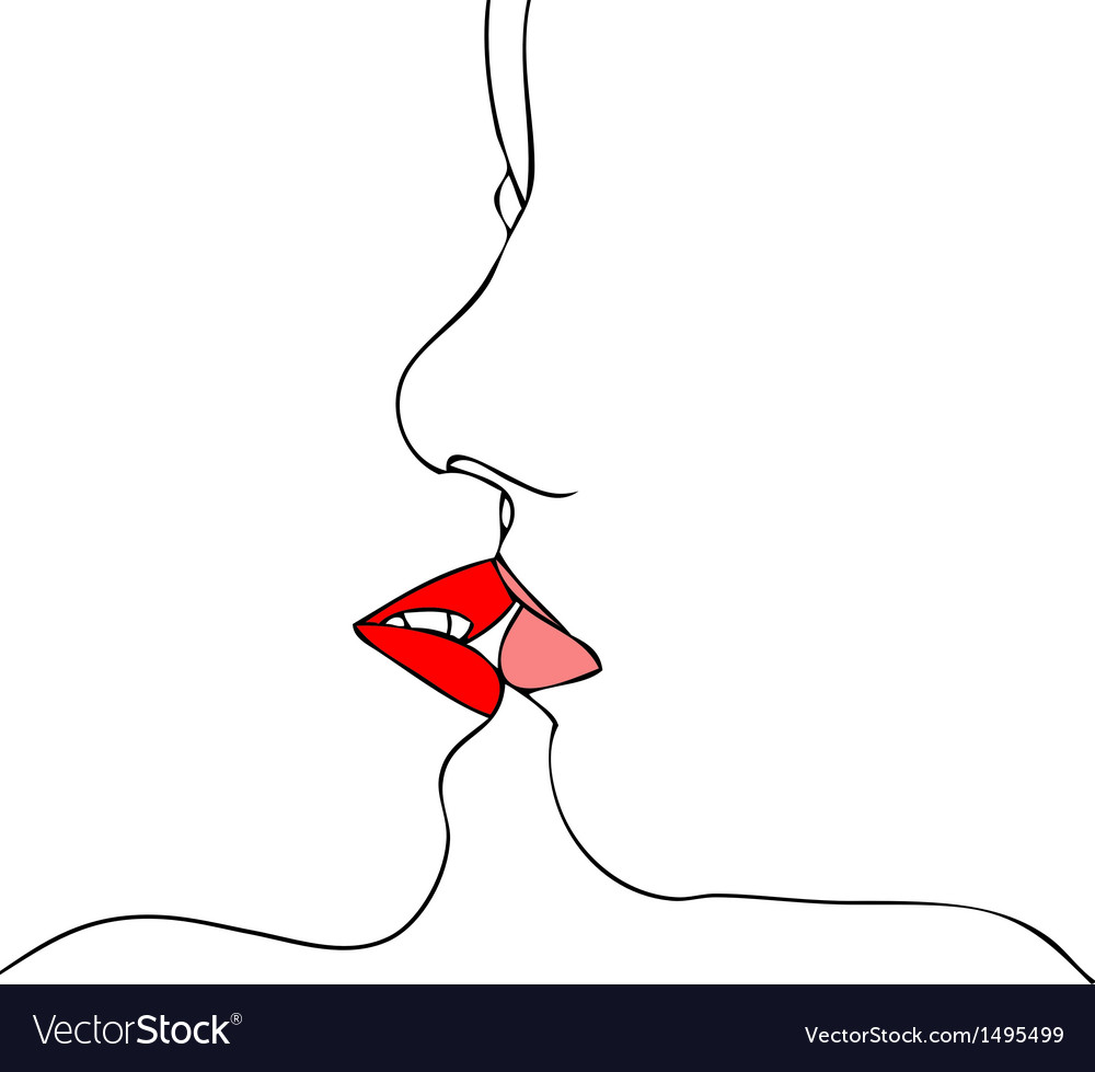 Lesbian kiss stylized