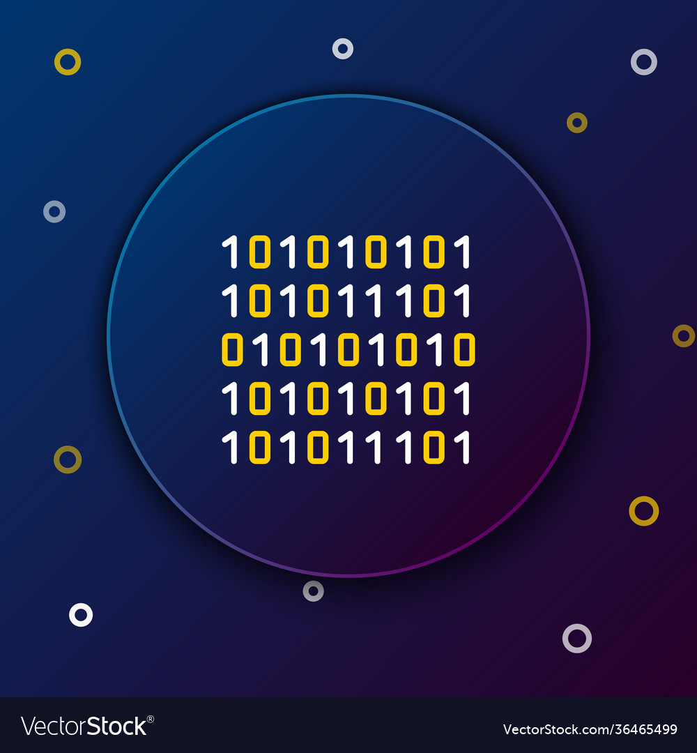 Line binary code icon isolated on blue background