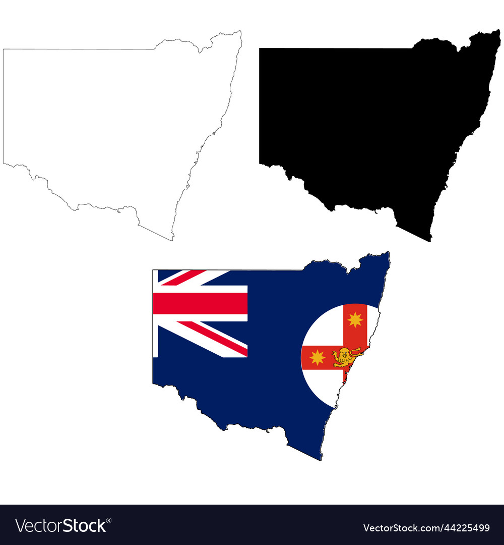 Map of new south wales with flag