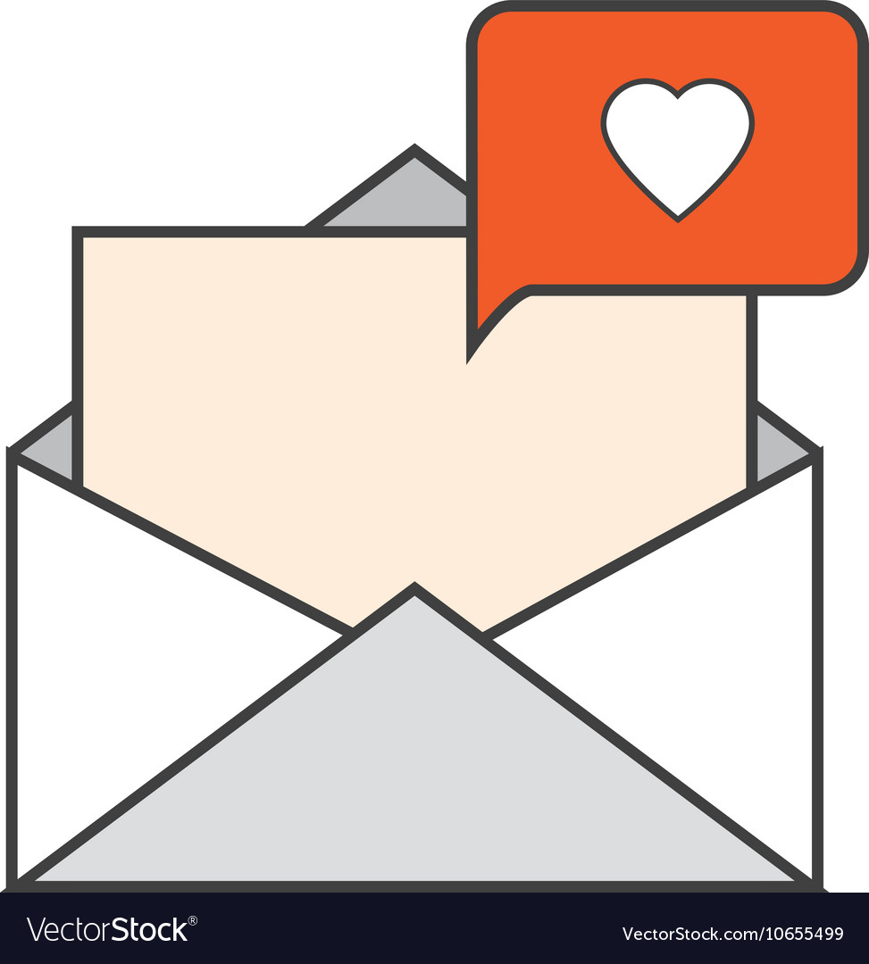 Message envelope and heart notification icon