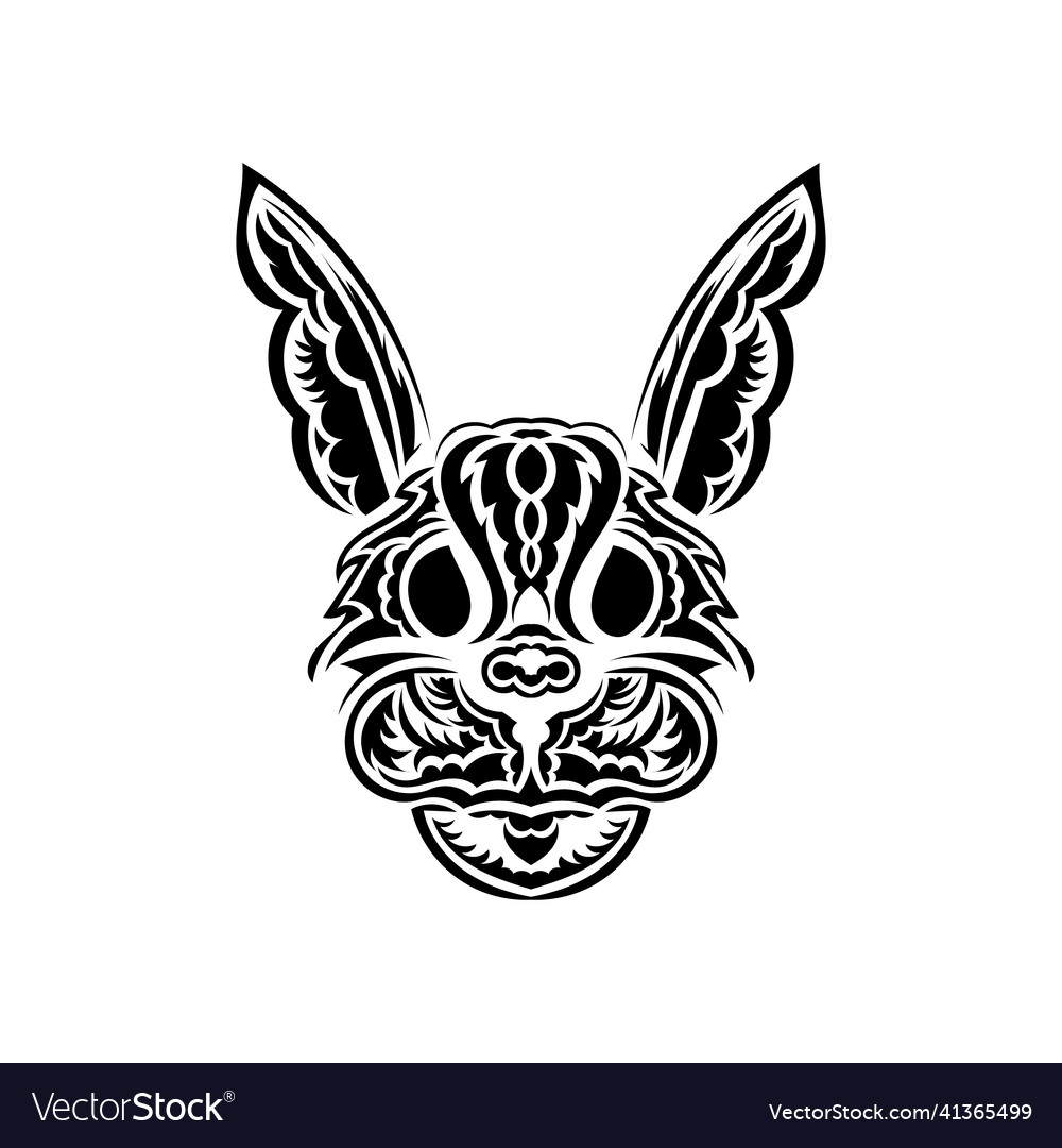 Rabbit head in polynesian style isolated symbol vector image Rabbit head in polynesian style isolated symbol