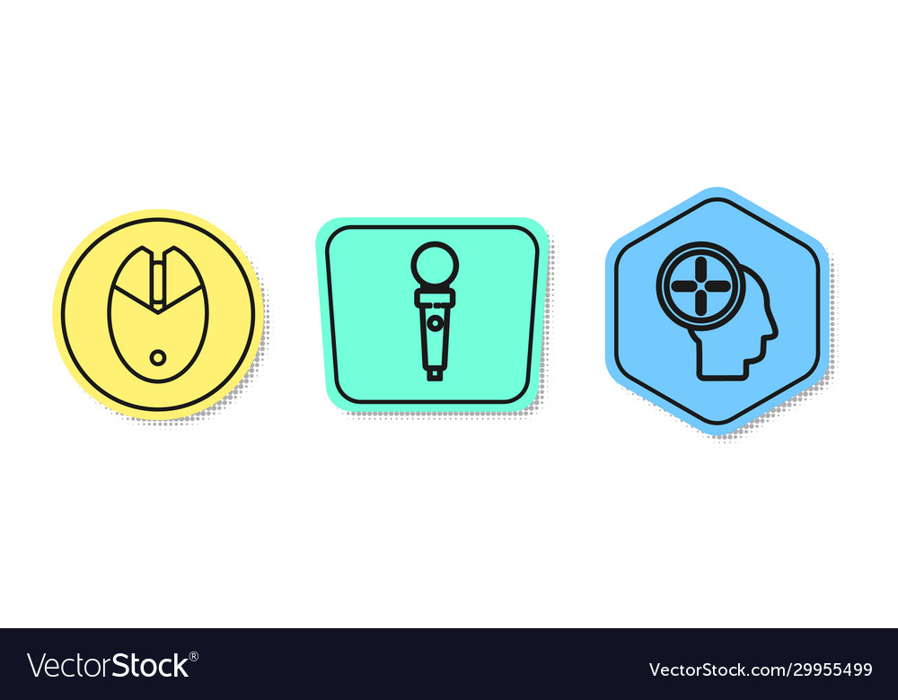 Set line computer mouse gaming joystick vector image Set line computer mouse gaming joystick