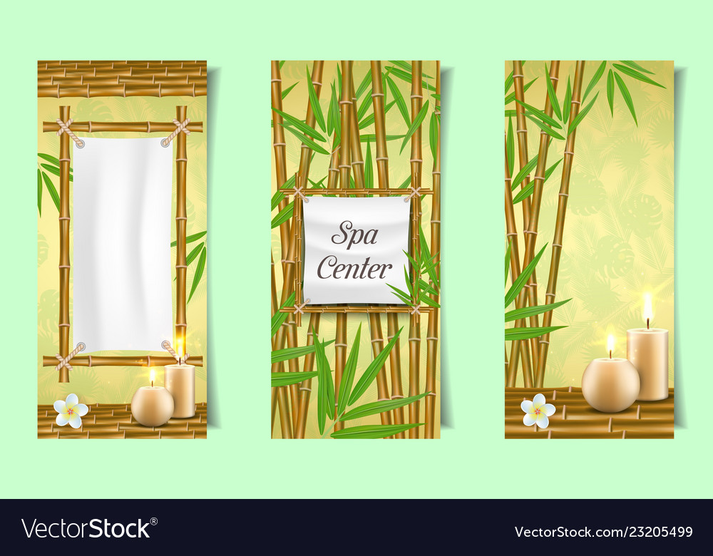 Spa Salon Bamboo Banner Set Realistic Royalty Free Vector