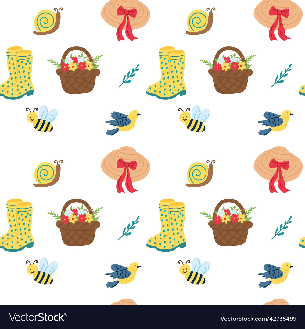 Spring seamless pattern flat