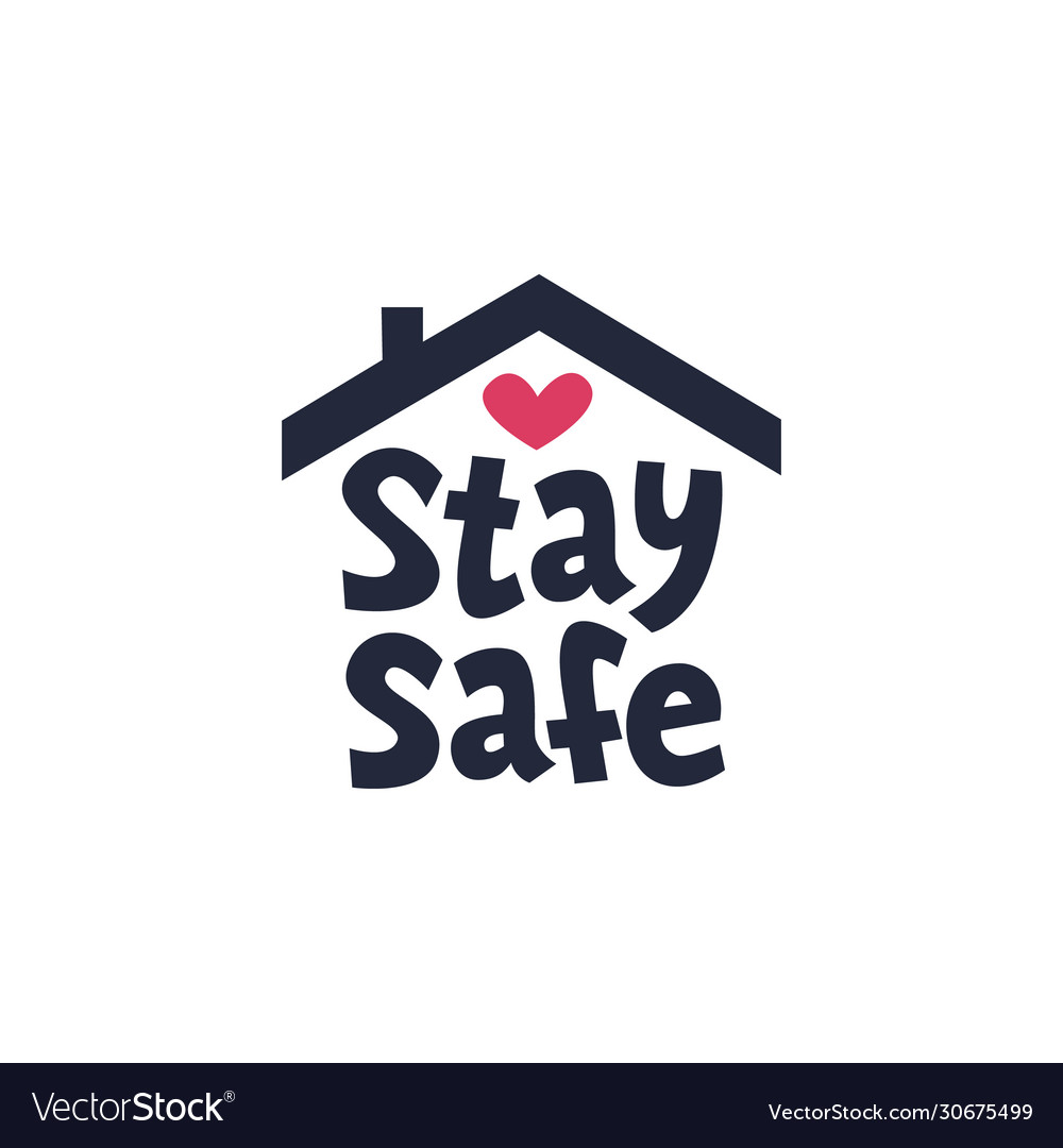 Stay safe icon or hashtag simple sign with house Vector Image