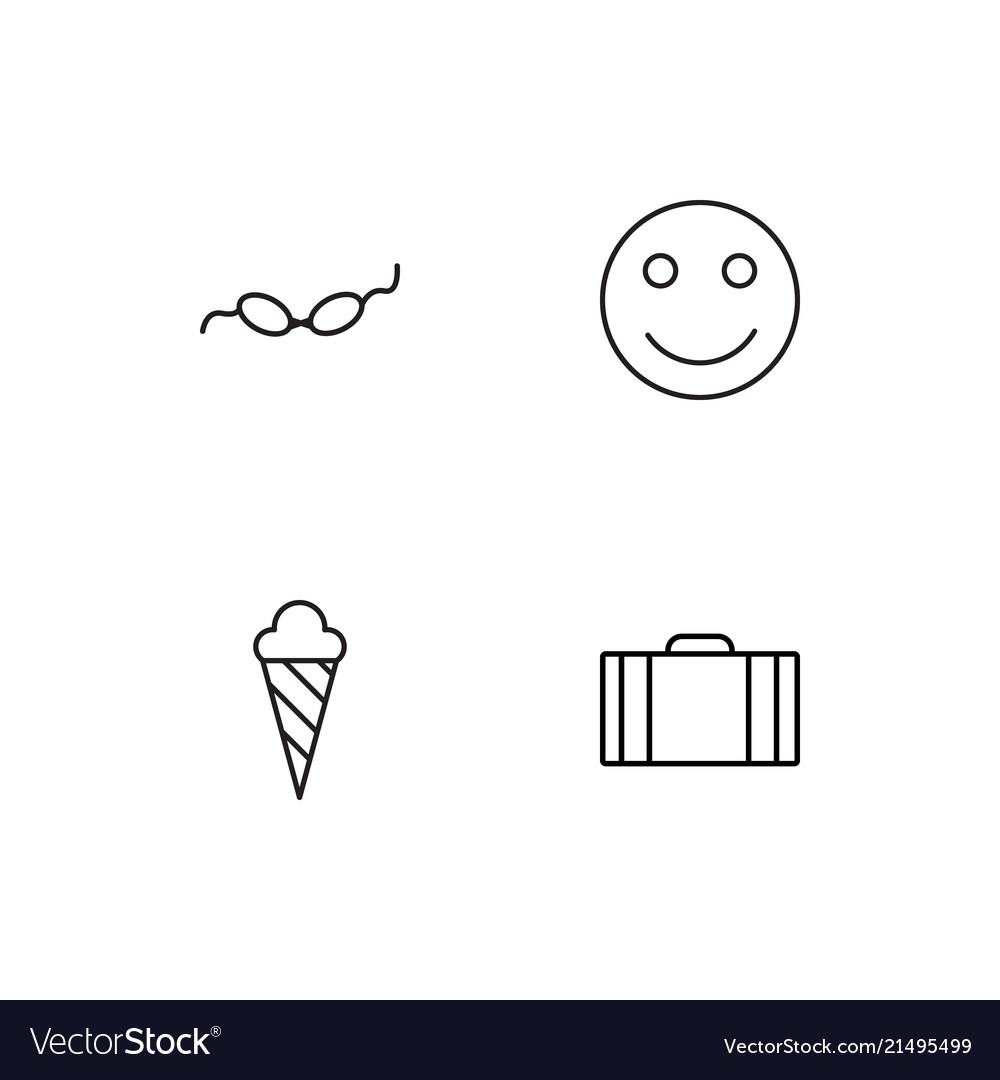 Summer linear icons set simple outline