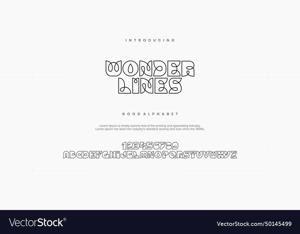 Wonder lines modern abstract alphabet font vector image Wonder lines modern abstract alphabet font