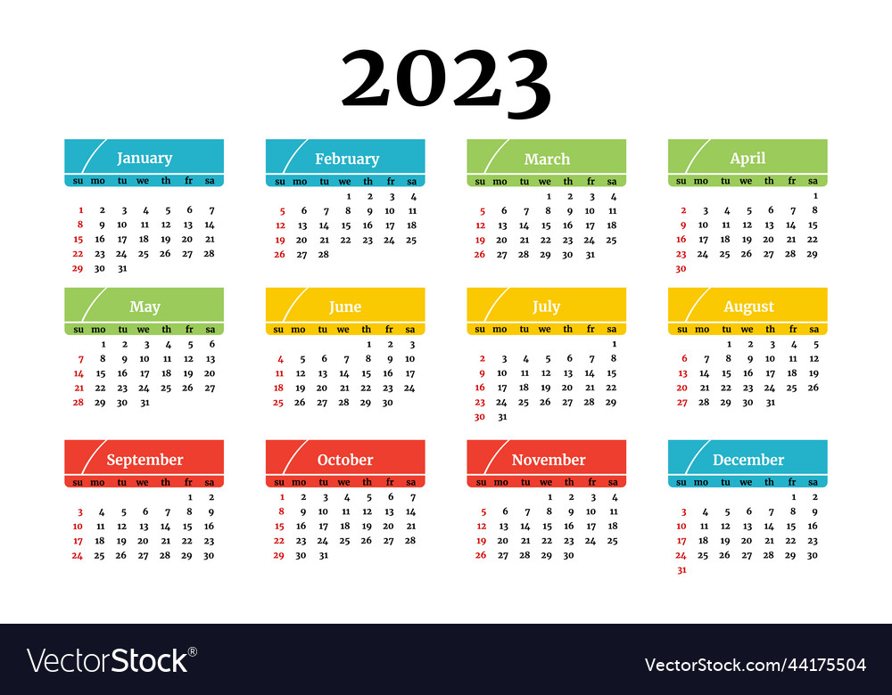 Calendar for 2023 isolated on a white background Vector Image