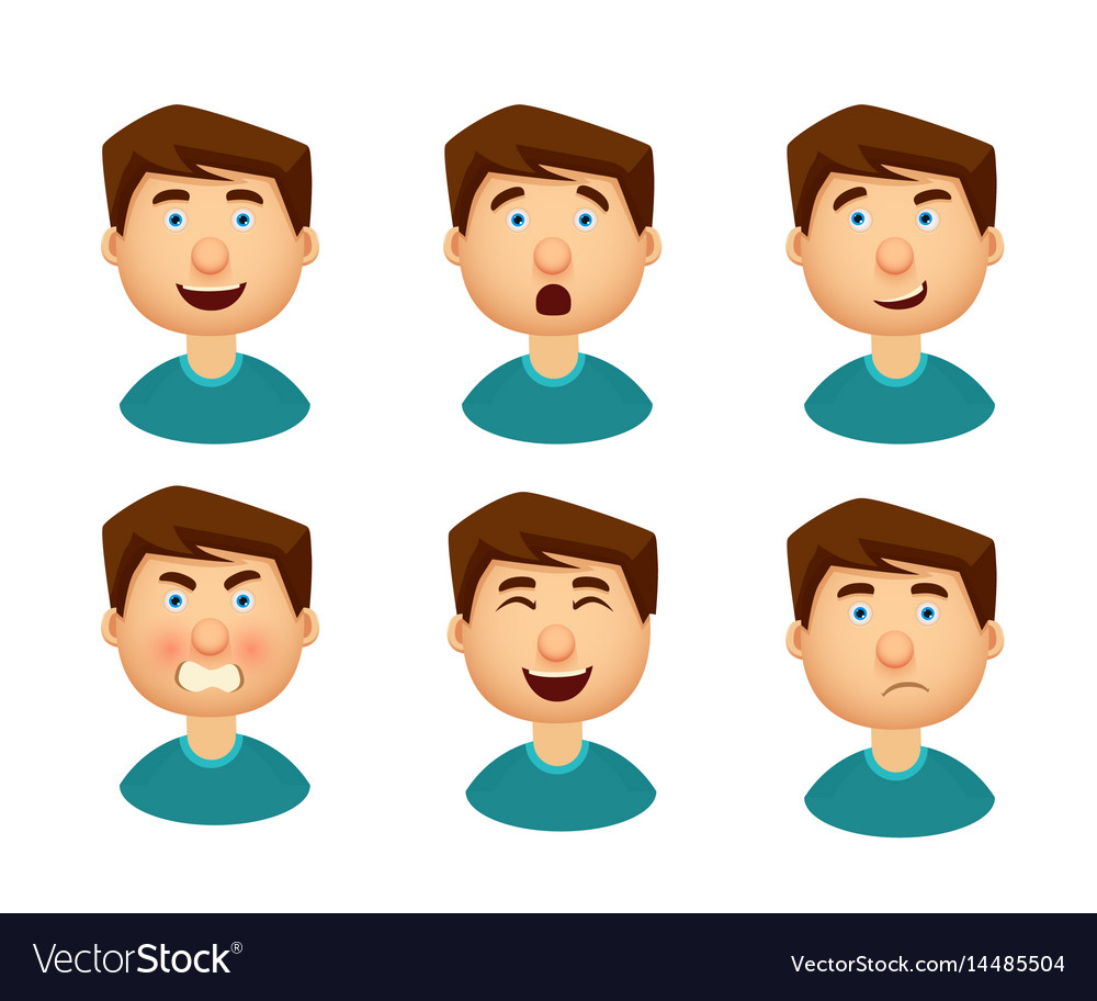 Collection of man with a variety of emotions Vector Image