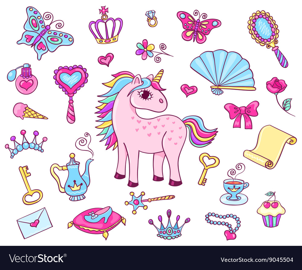 Cute princess set with unicorn