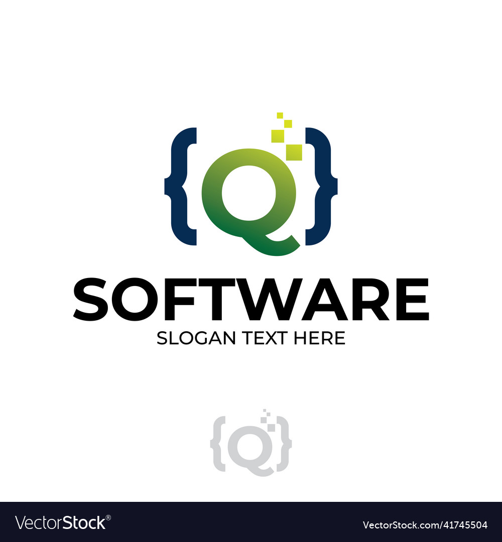 Digital code logo with letter q design coding