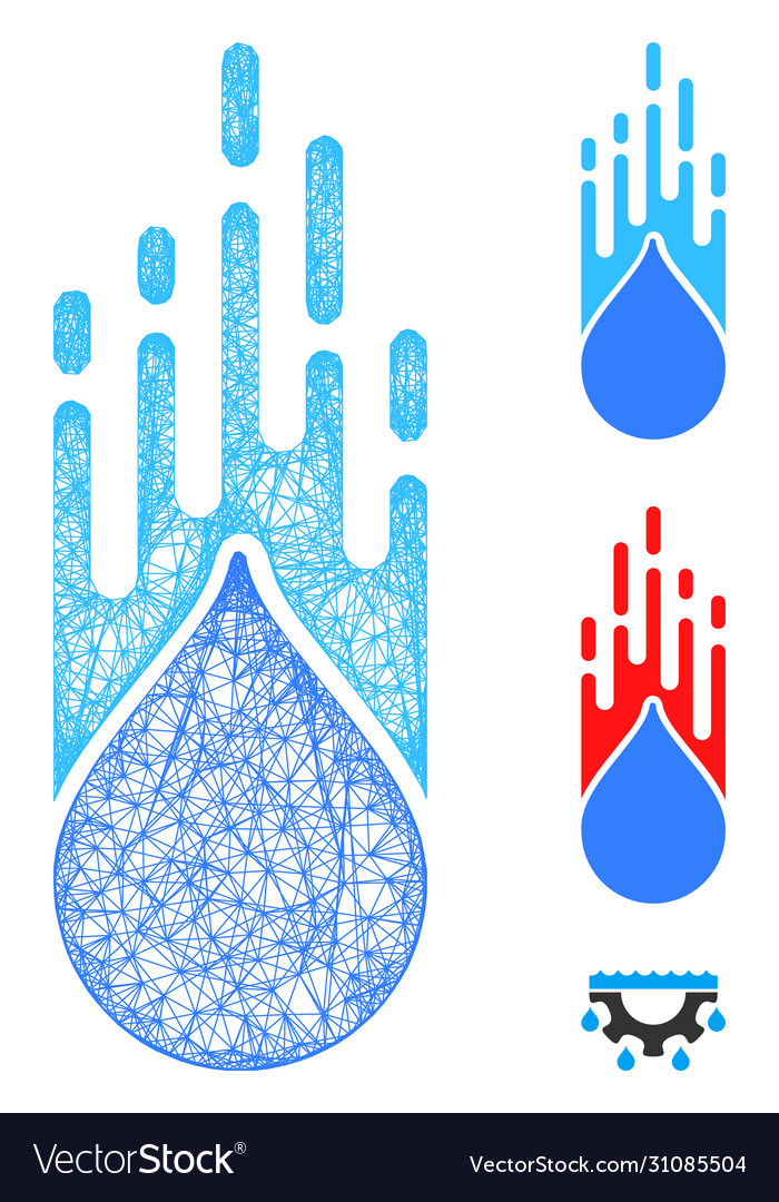 Falling drop polygonal web mesh vector image Falling drop polygonal web mesh