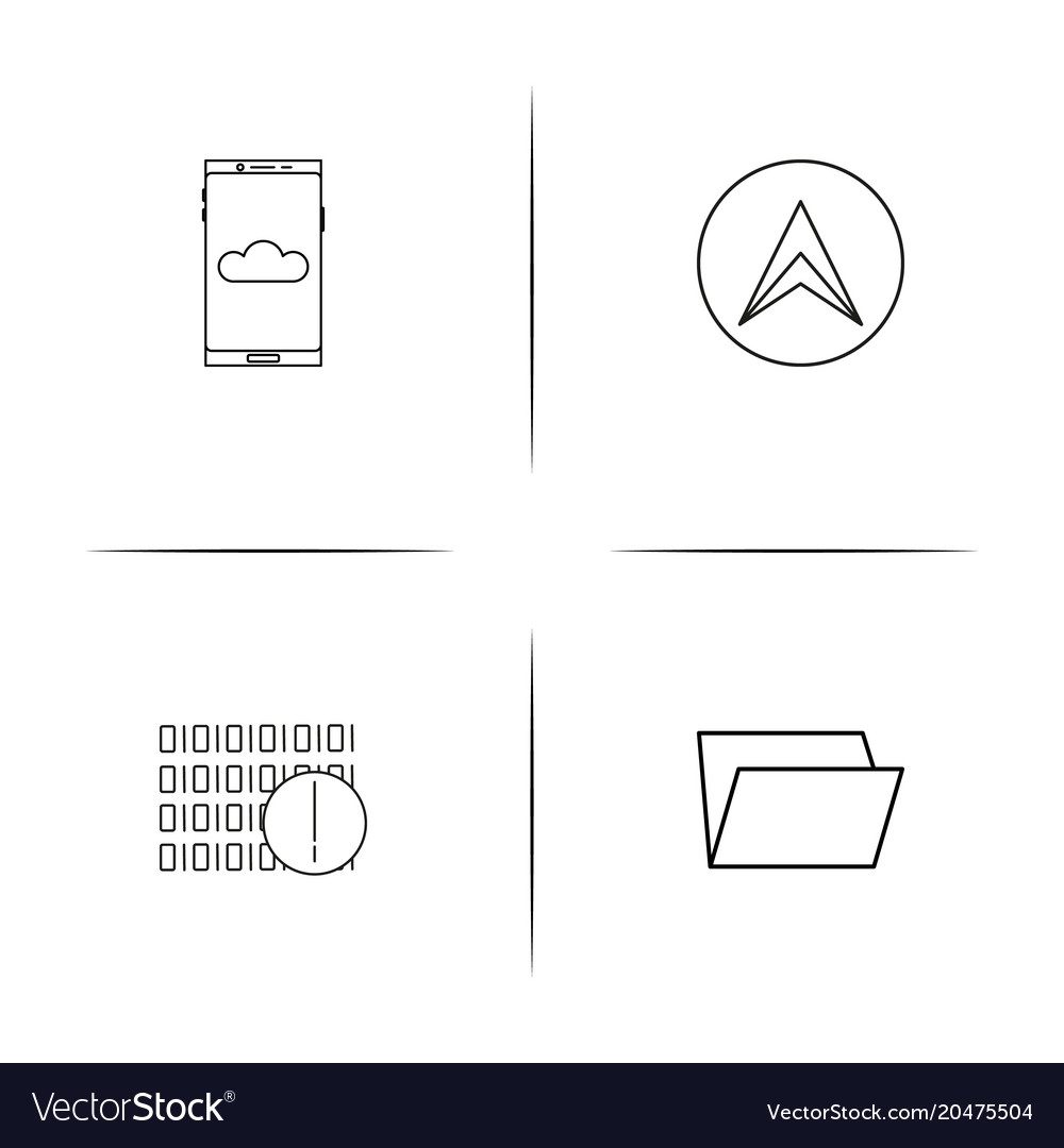 Files and folders sign simple linear icons set
