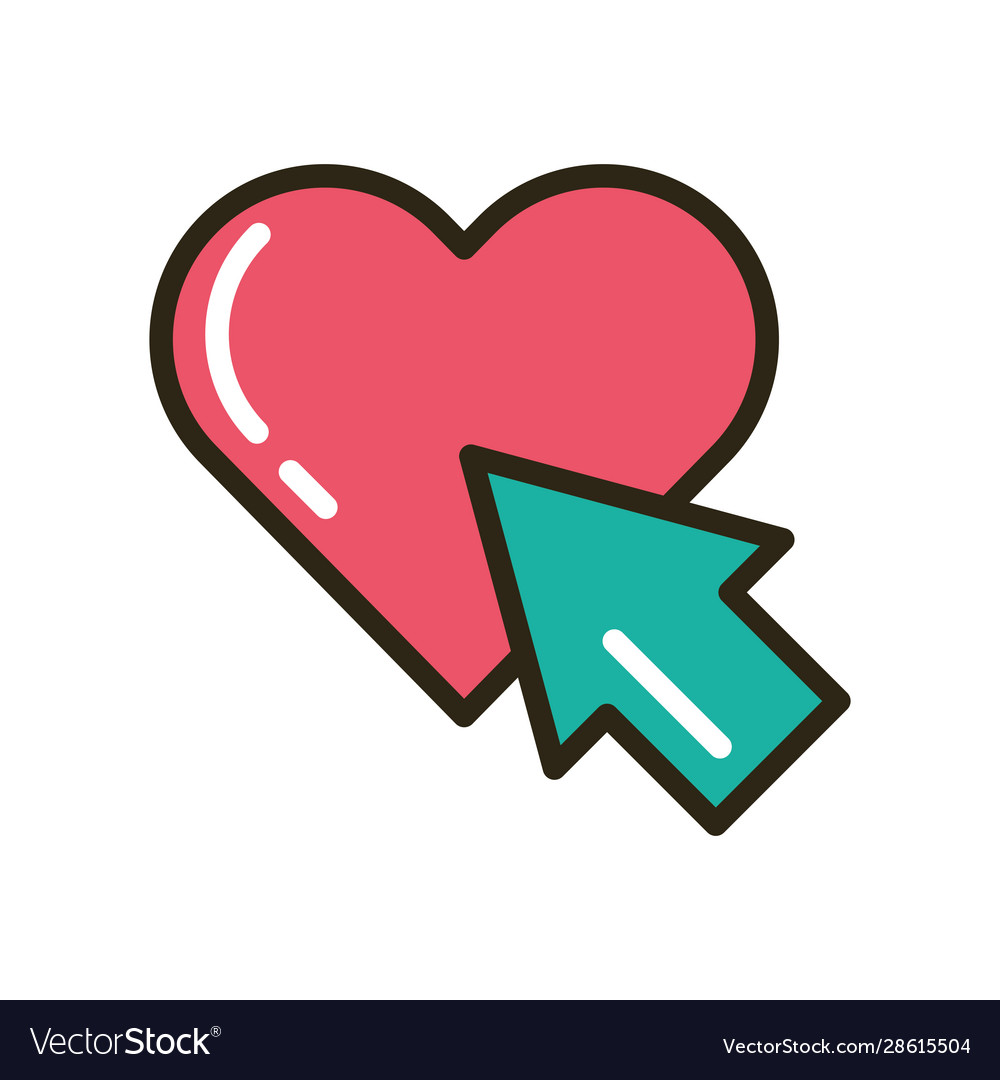Happy valentines day heart with arrow pointer