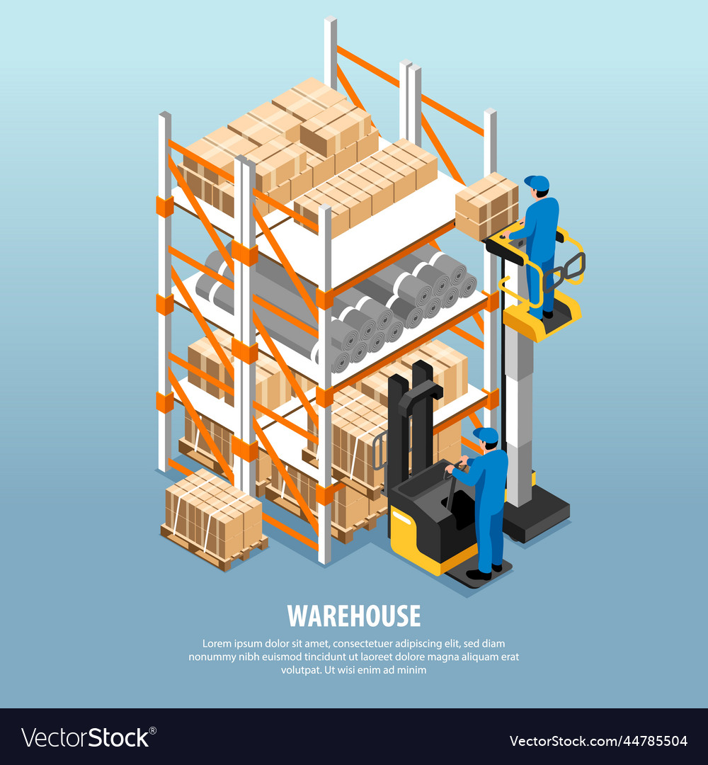 Isometric warehouse interior Royalty Free Vector Image