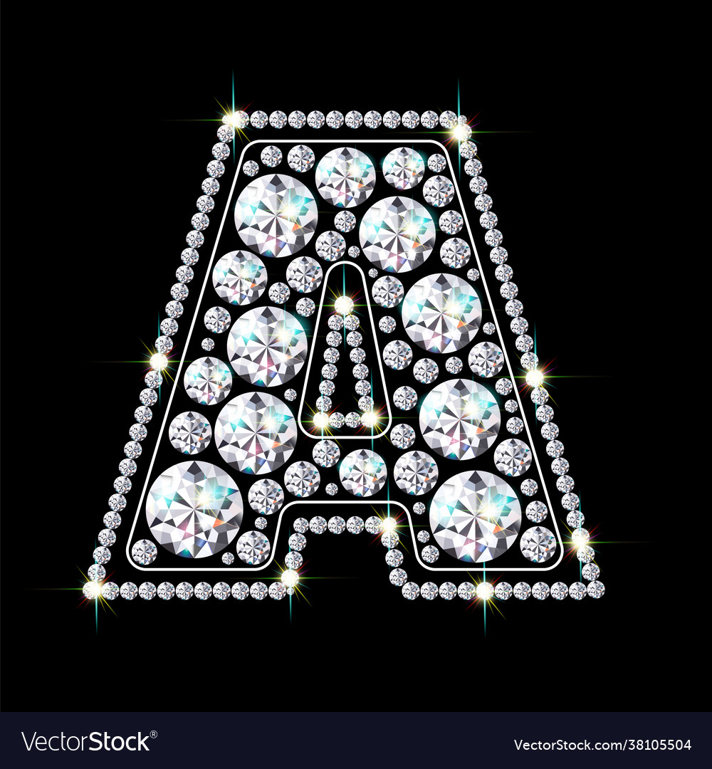 Letter a made from sparkling diamonds eps Vector Image