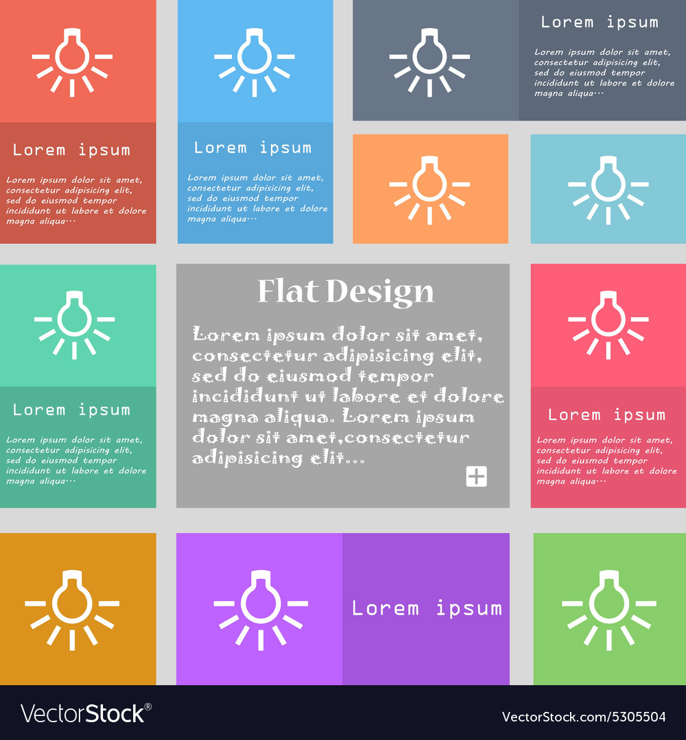 Light bulb icon sign set of multicolored buttons