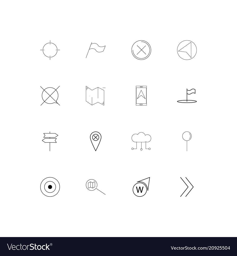 Maps and navigation linear thin icons set