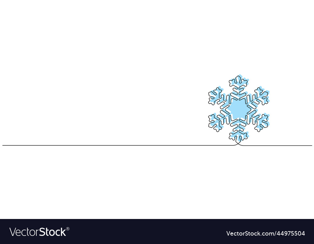 One continuous line drawing of christmas snowflake vector image One continuous line drawing of christmas snowflake