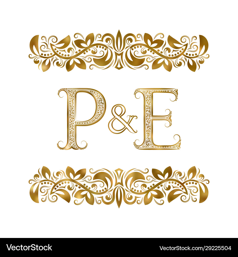 P And E Vintage Initials Logo Symbol Letters Vector Image