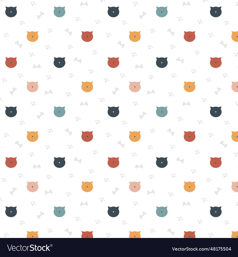 Pattern with cat faces vector image Pattern with cat faces