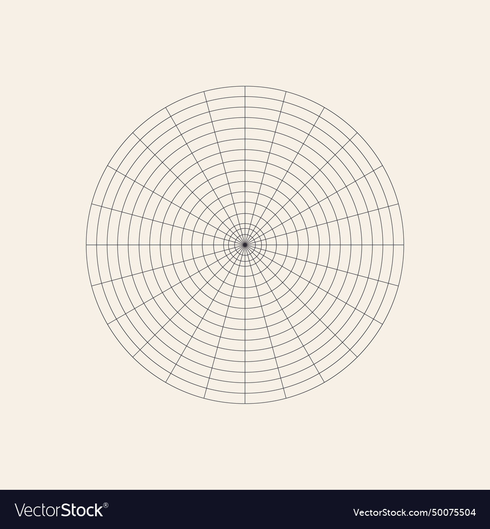 Polar coordinate circular grid isolated on white Vector Image