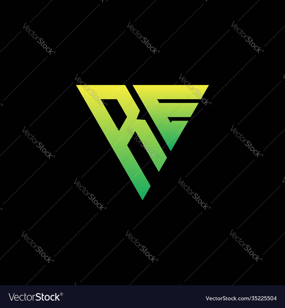 R e initial triangle logo monogram vector image R e initial triangle logo monogram