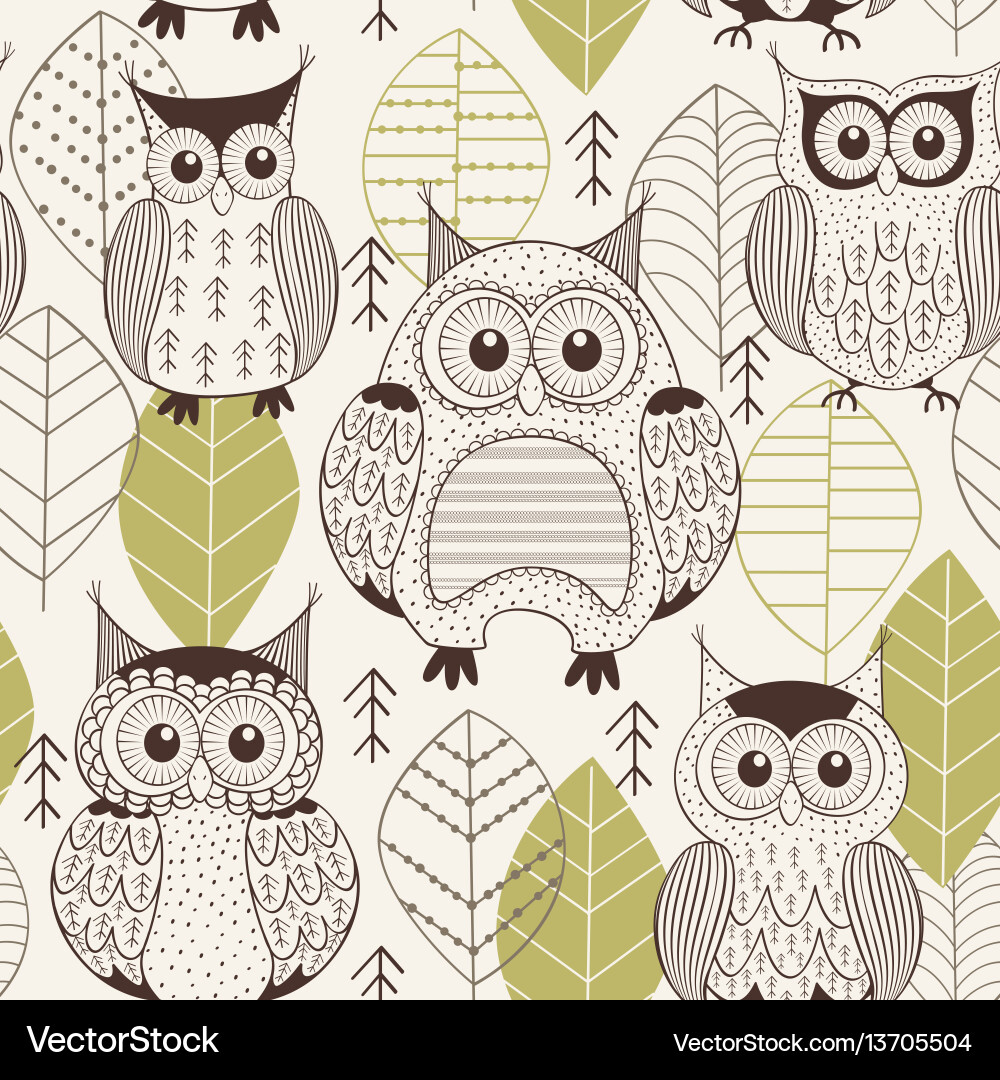 Seamless pattern with owls Royalty Free Vector Image