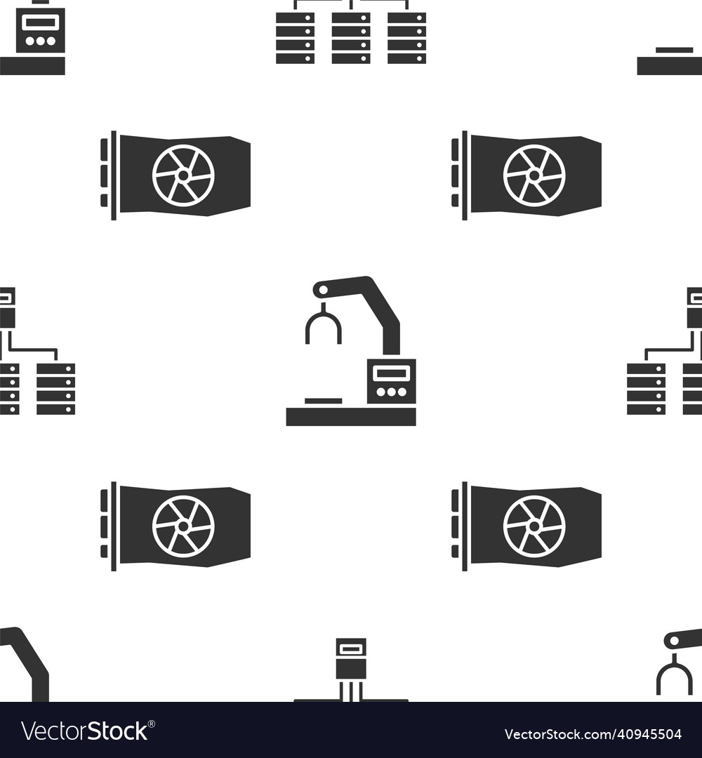 Set server data web hosting robotic robot arm vector image Set server data web hosting robotic robot arm