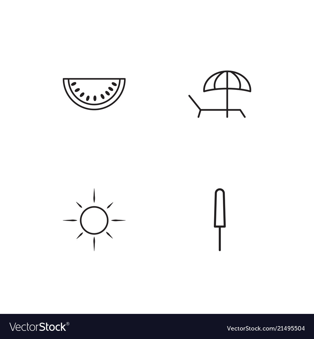 Summer linear icons set simple outline