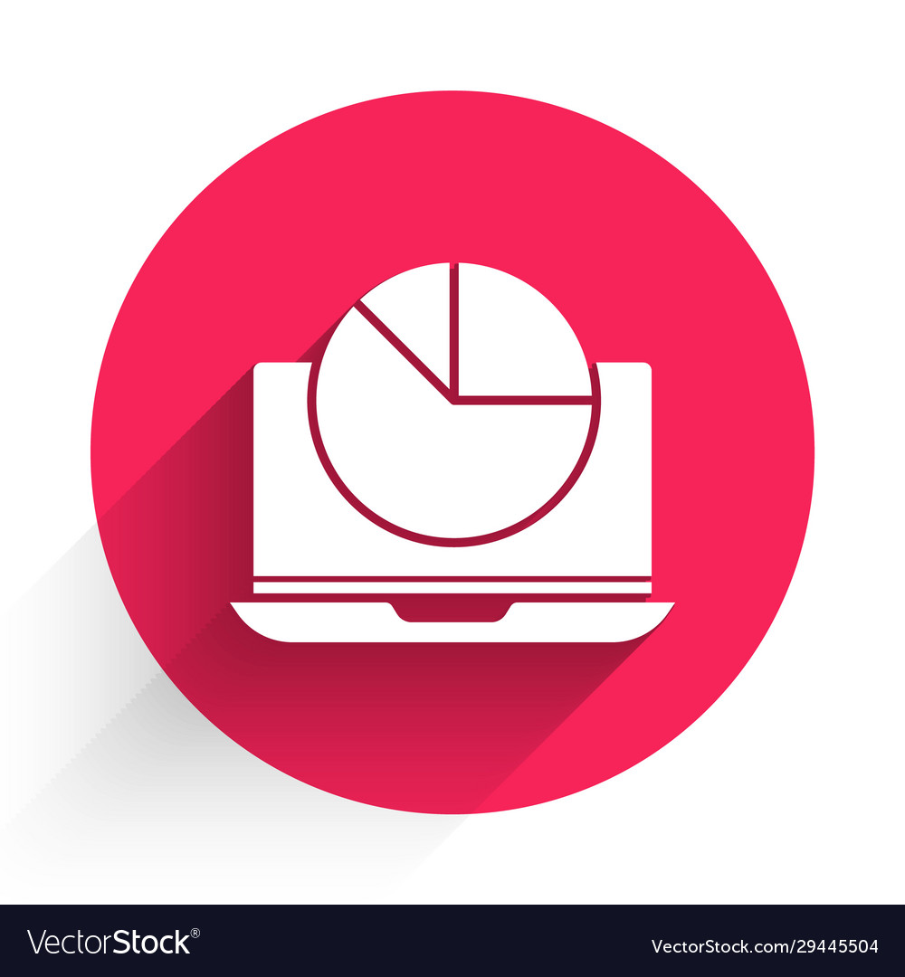 White laptop with graph chart icon isolated vector image White laptop with graph chart icon isolated