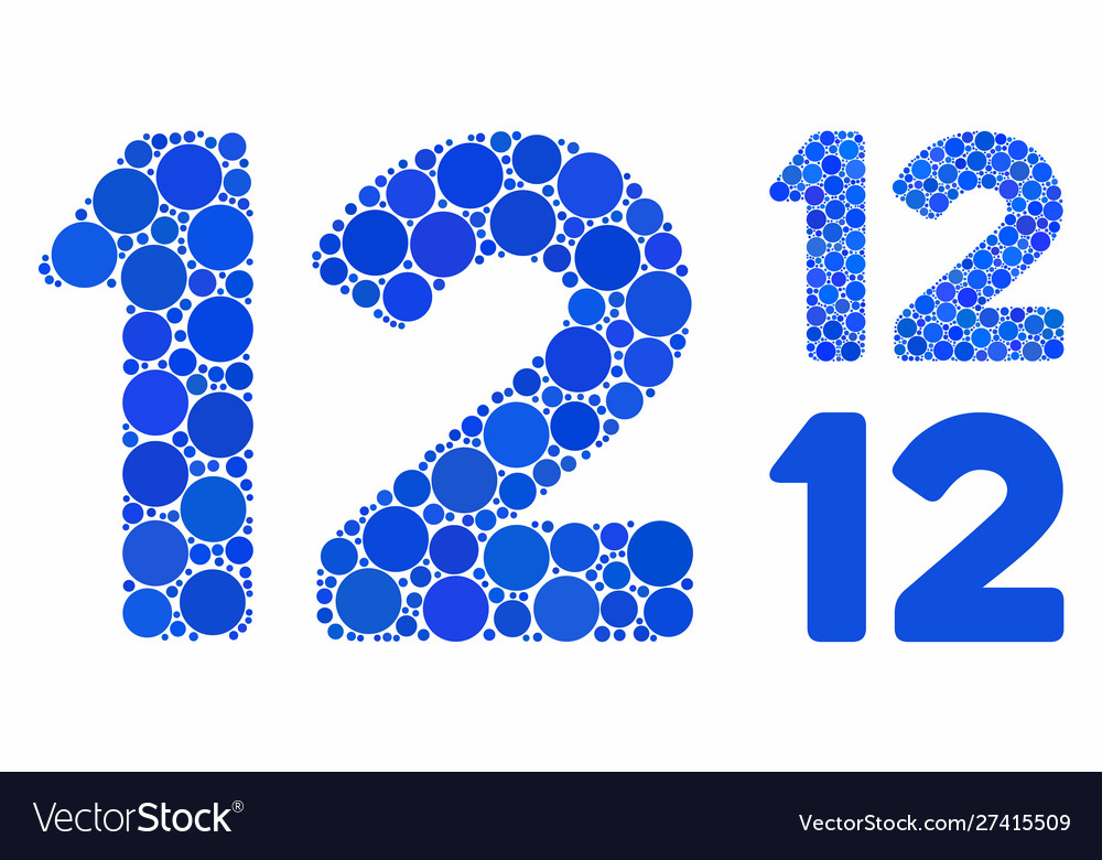 12 digits text mosaic icon spheric items vector image 12 digits text mosaic icon spheric items