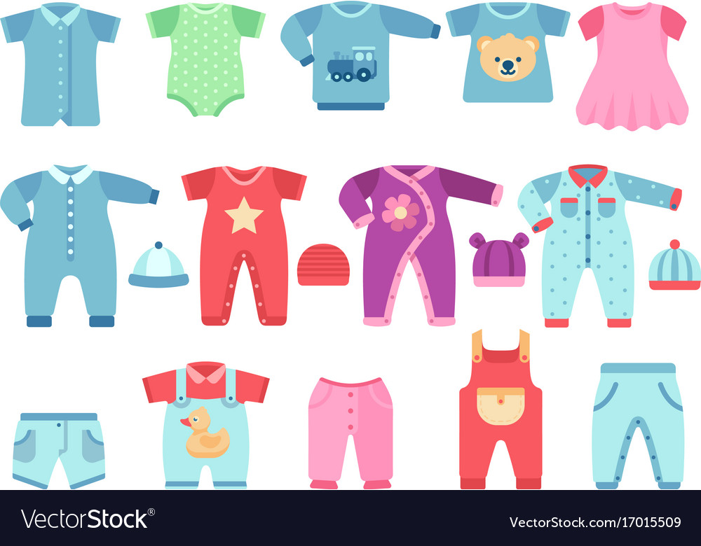 Download Boy and girl baby garments infant clothes Vector Image