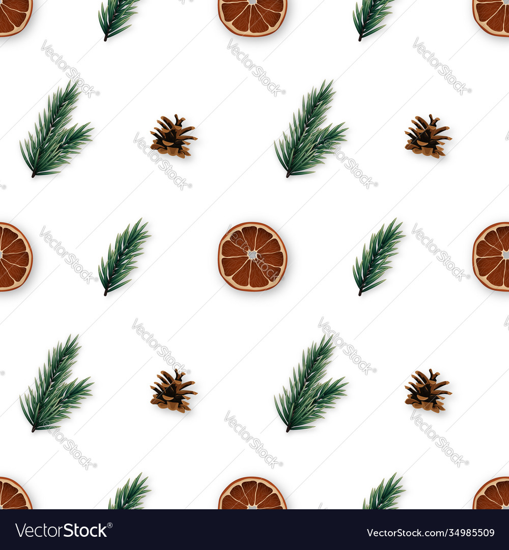 Christmas time seamless pattern with realistic vector image Christmas time seamless pattern with realistic