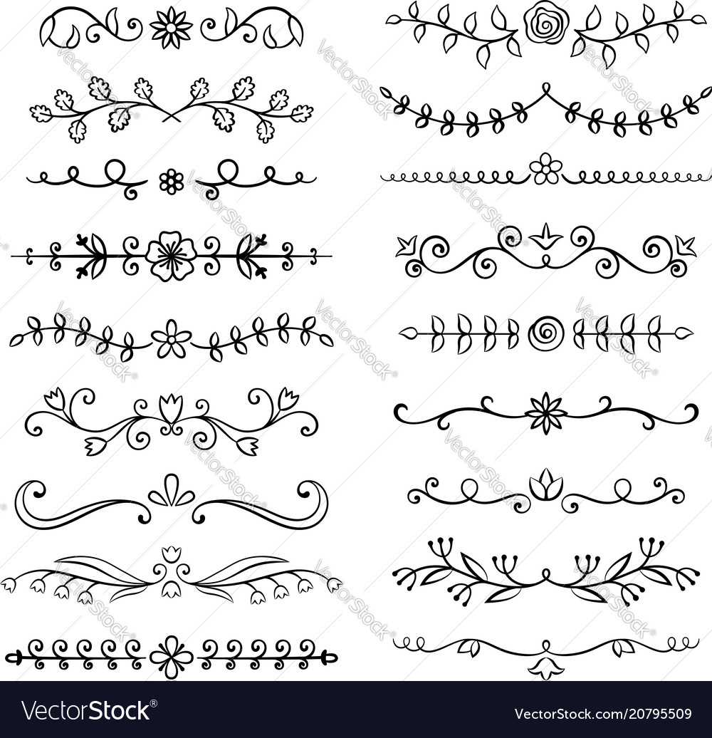 Collection flourish text dividers Royalty Free Vector Image