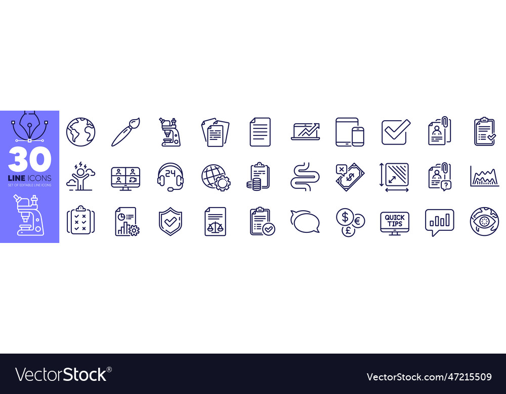 Cyber attack file and web tutorials line icons vector image Cyber attack file and web tutorials line icons