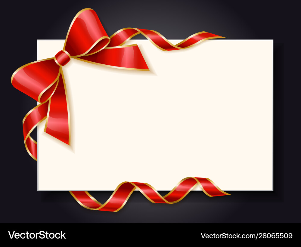 Empty Banner With Ribbon Bow Swirl Custom Vector Image