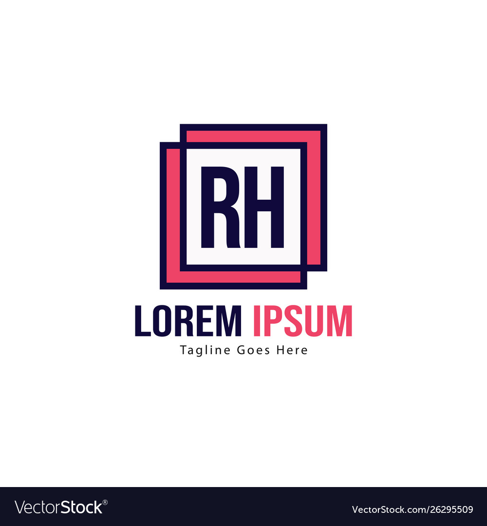 Initial rh logo template with modern frame