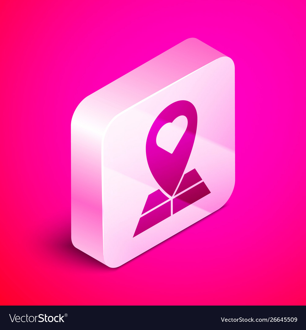 Isometric map pointer with heart icon isolated vector image Isometric map pointer with heart icon isolated